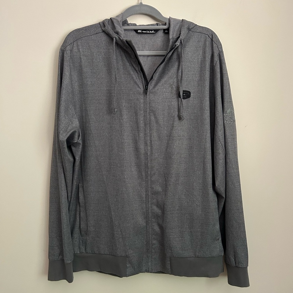 Travis Mathew Grey Long Sleeve Full Zip Hooded Jacket Size Large